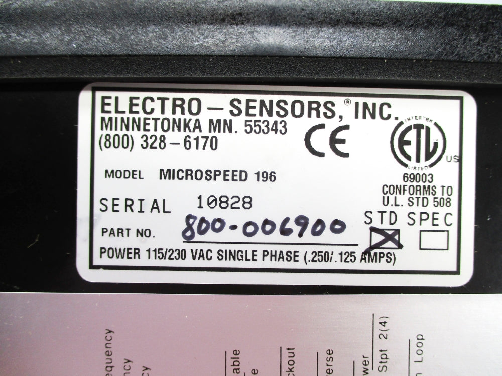ELECTRO SENSORS MS196 800-006900 NSNP