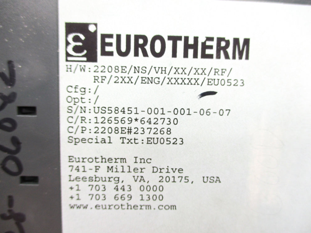 EUROTHERM 2208E/NS/VH/XX/XX/RF/RF/2XX/ENG/XXXXX/EU0523 NSNP