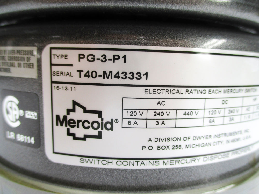 MERCOID PG-3-P1 15PSIG NSNP