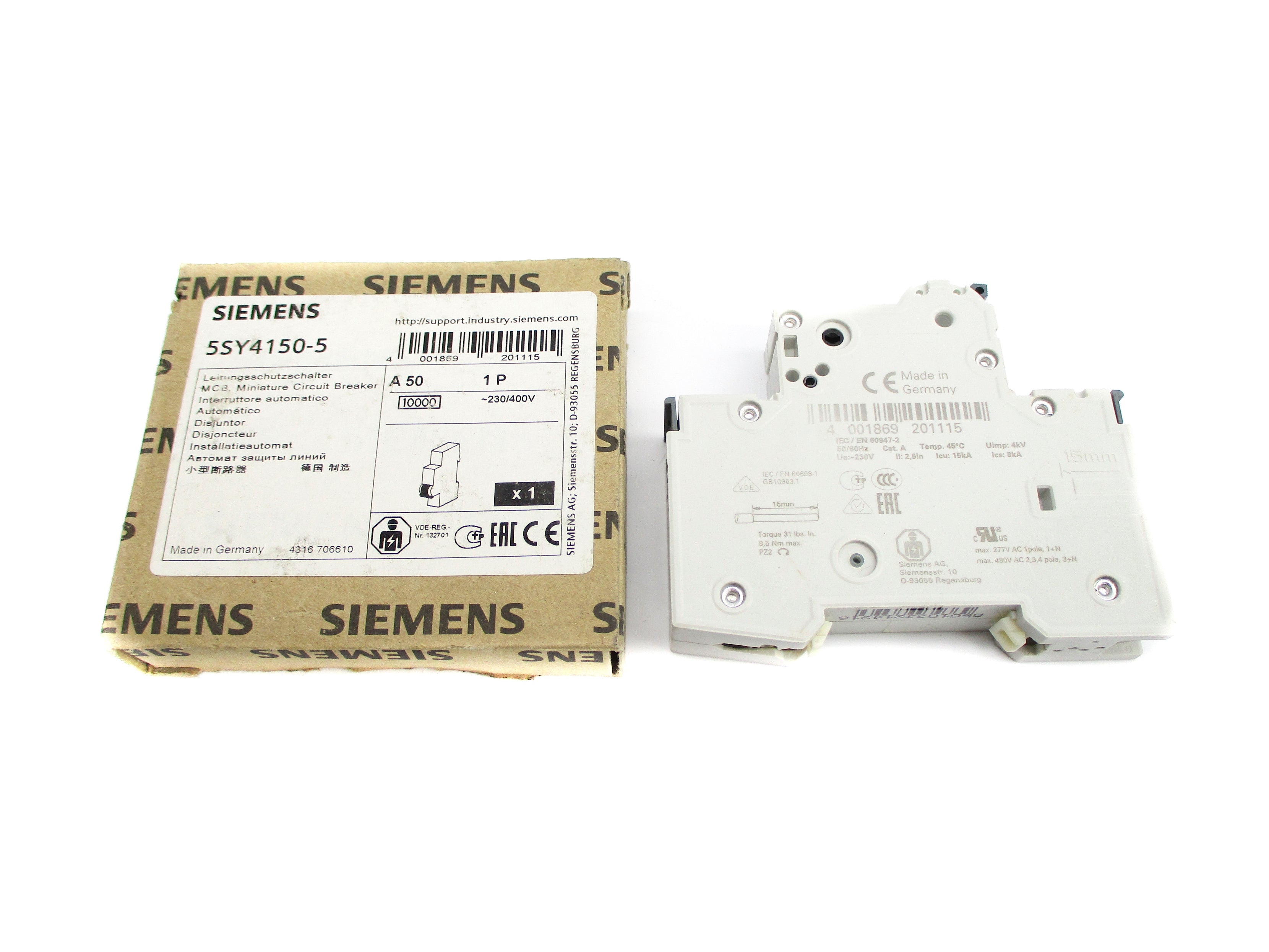 SIEMENS 5SY4150-5 230/400V 50A NSMP