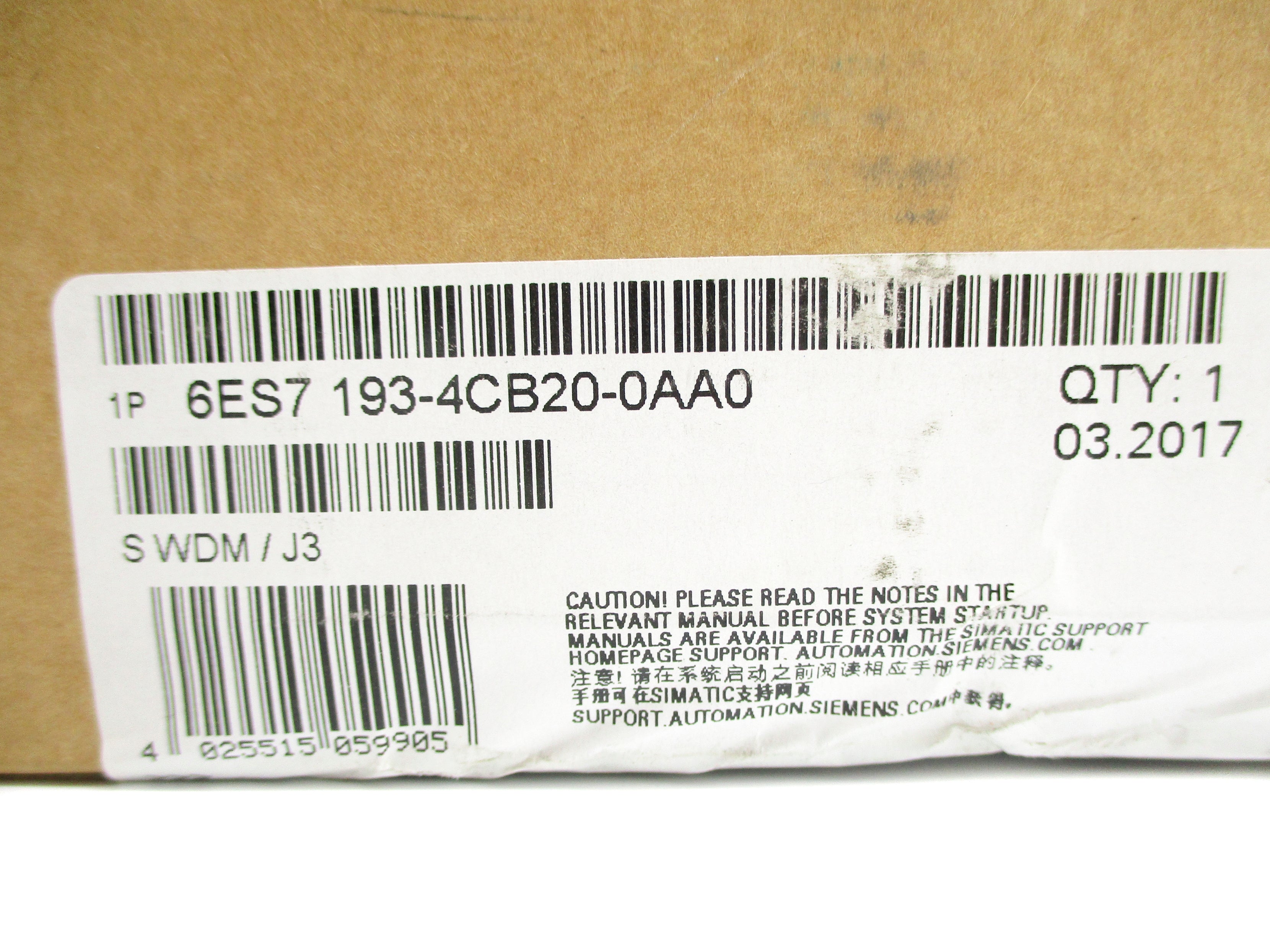 SIEMENS 6ES7193-4CB20-0AA0 (PKG OF 5) NSFS