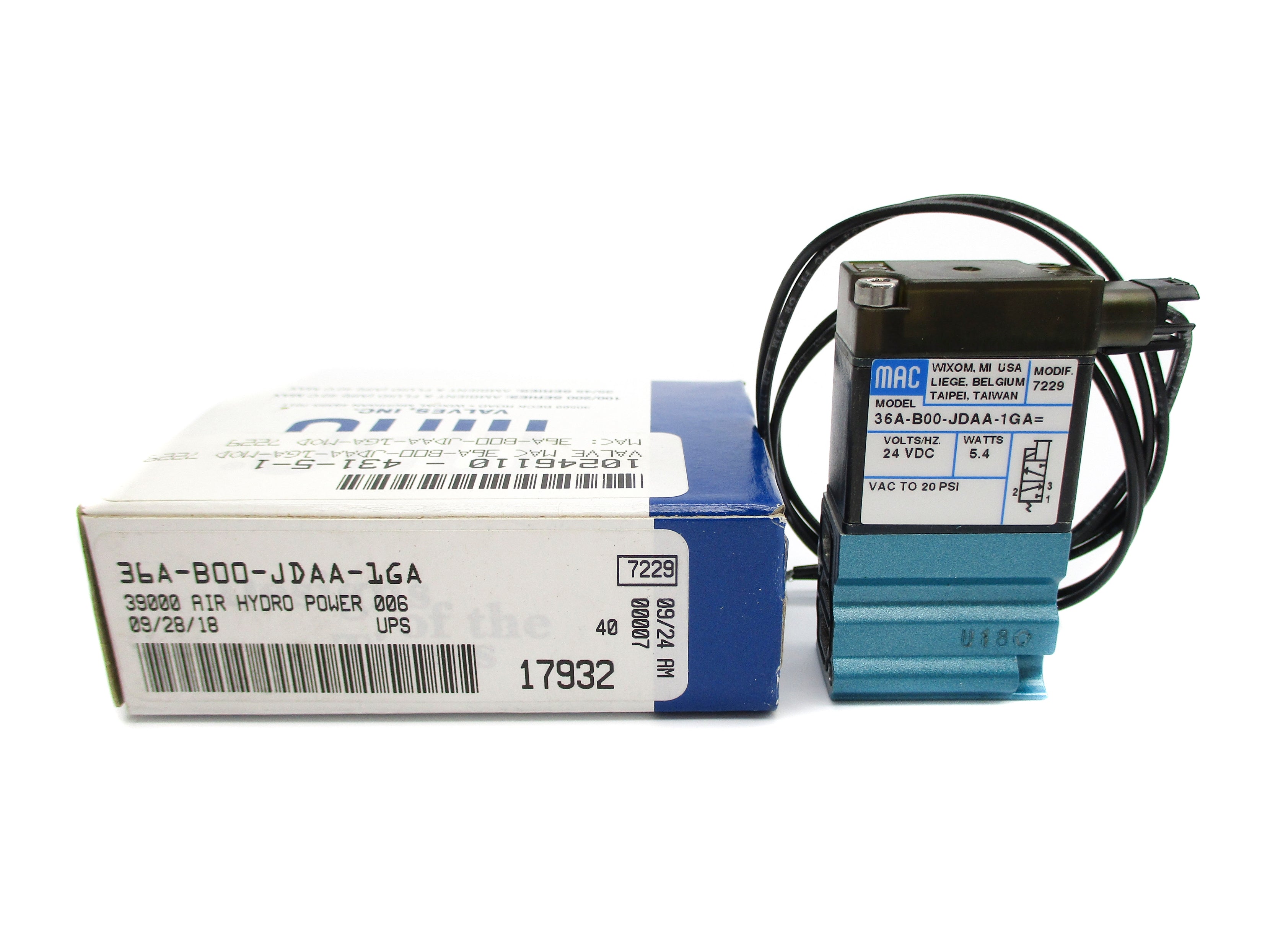 MAC 36A-B00-JDAA-1GA 24VDC 20PSI NSMP
