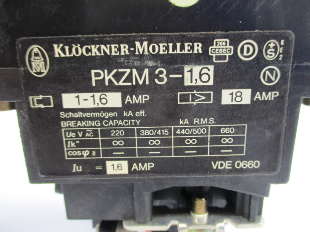 KLOCKNER MOELLER PKZM3-1,6 NSNP