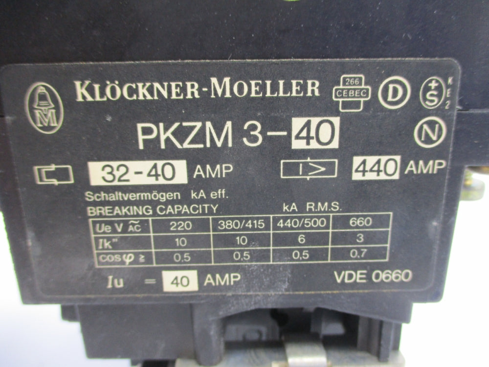 KLOCKNER MOELLER PKZM3-40 NSNP