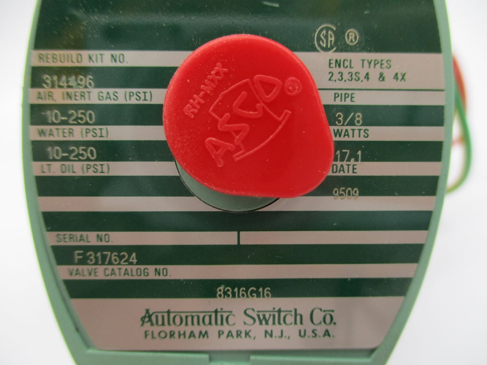 ASCO 8316G16 10-250PSI 110/120V NSNP