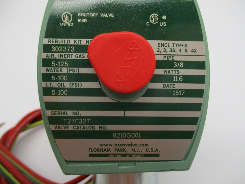 ASCO 8210G001 5-125PSI 24/DC NSNP