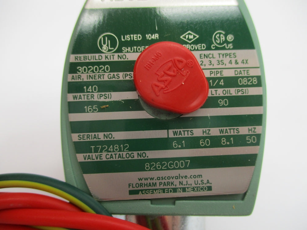 ASCO 8262G007 220/240V 165PSI 1/4" NSNP
