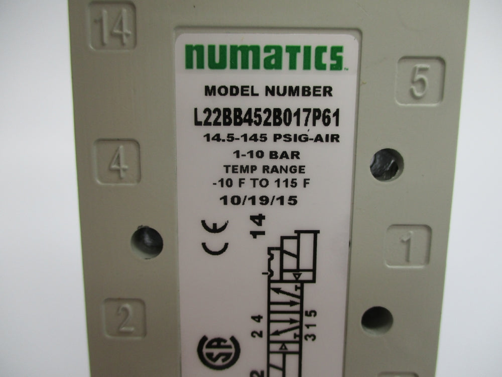 NUMATICS L22BB452B017P61 14.5-145PSIG 24VDC NSNP