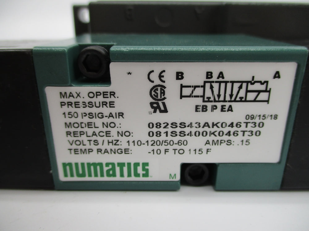 NUMATICS 082SS43AK046T30 150PSIG 110-120/50-60 NSNP