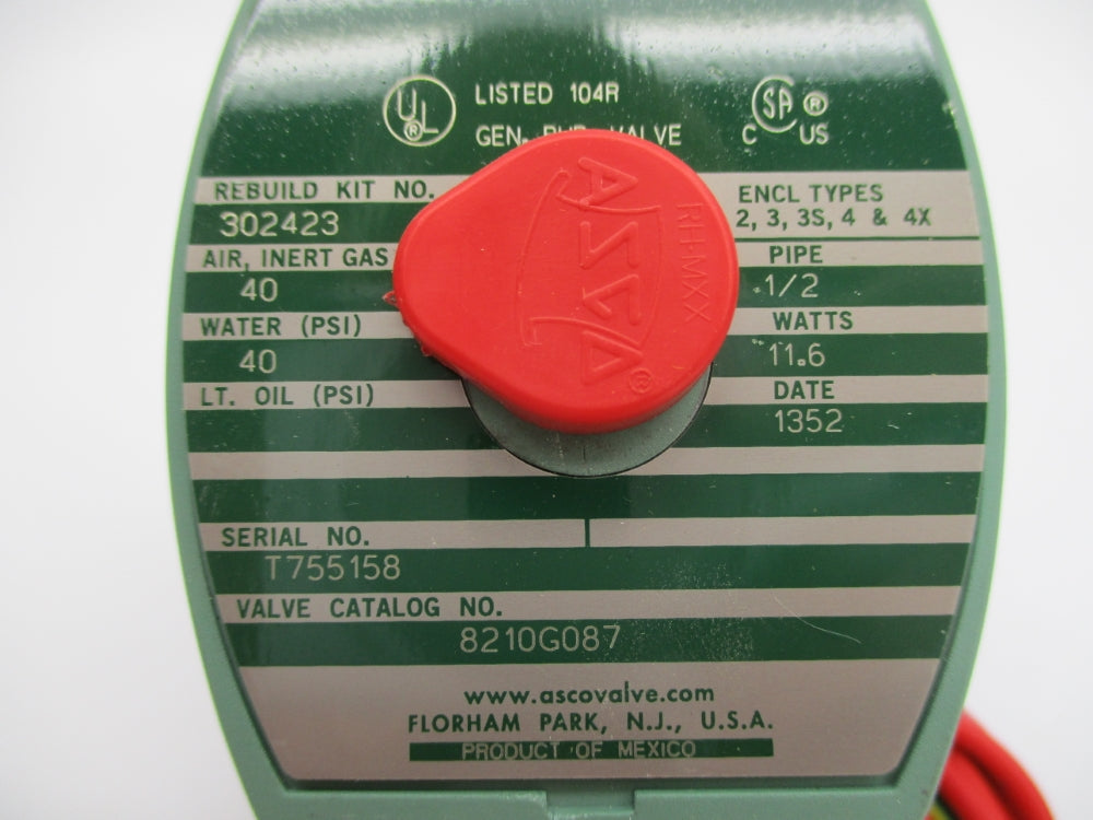 ASCO 8210G087 24VDC 40PSI 1/2" NSNP