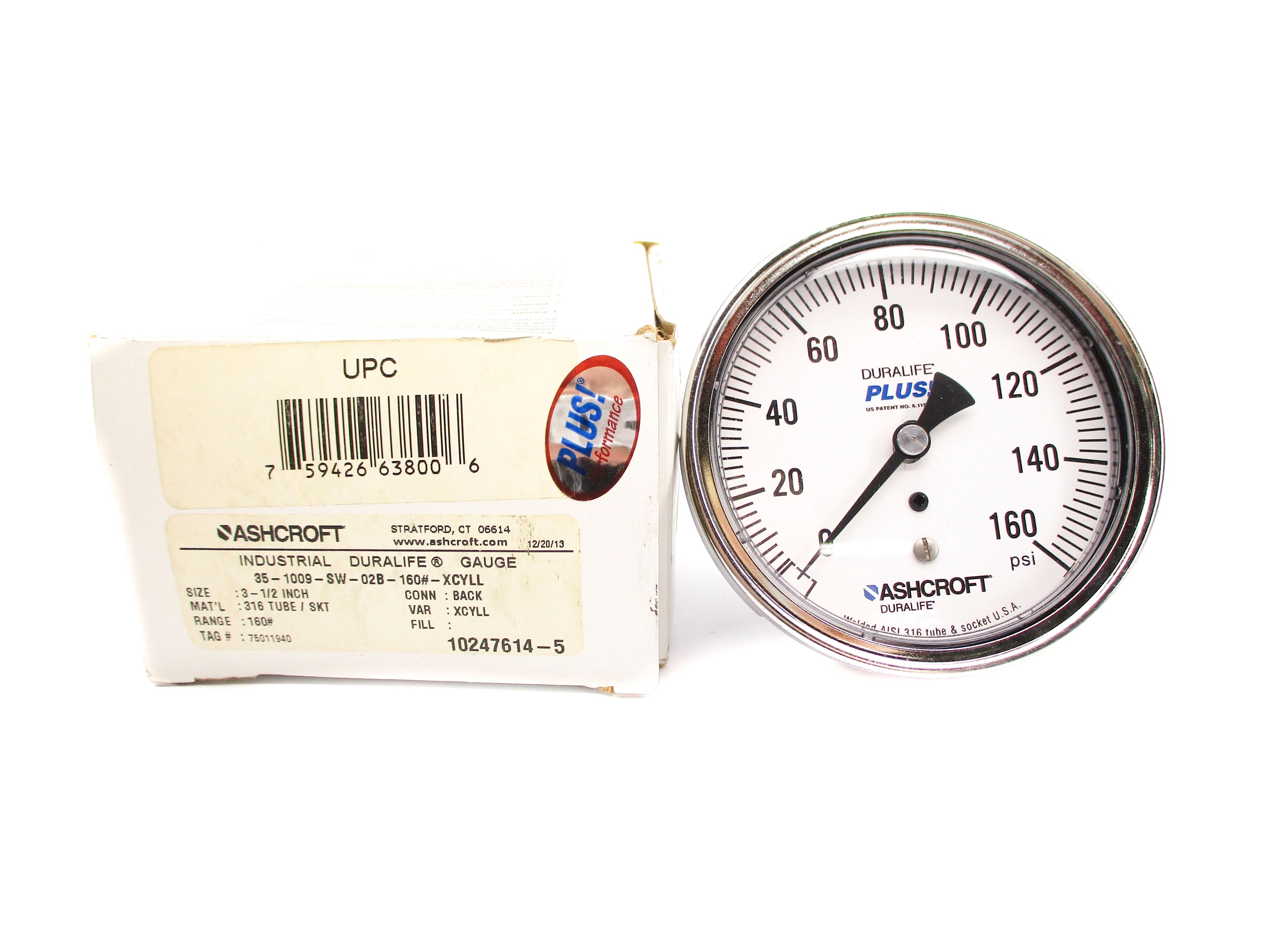 ASHCROFT 35-1009-SW-02B-160#-XCYLL 160PSI NSMP