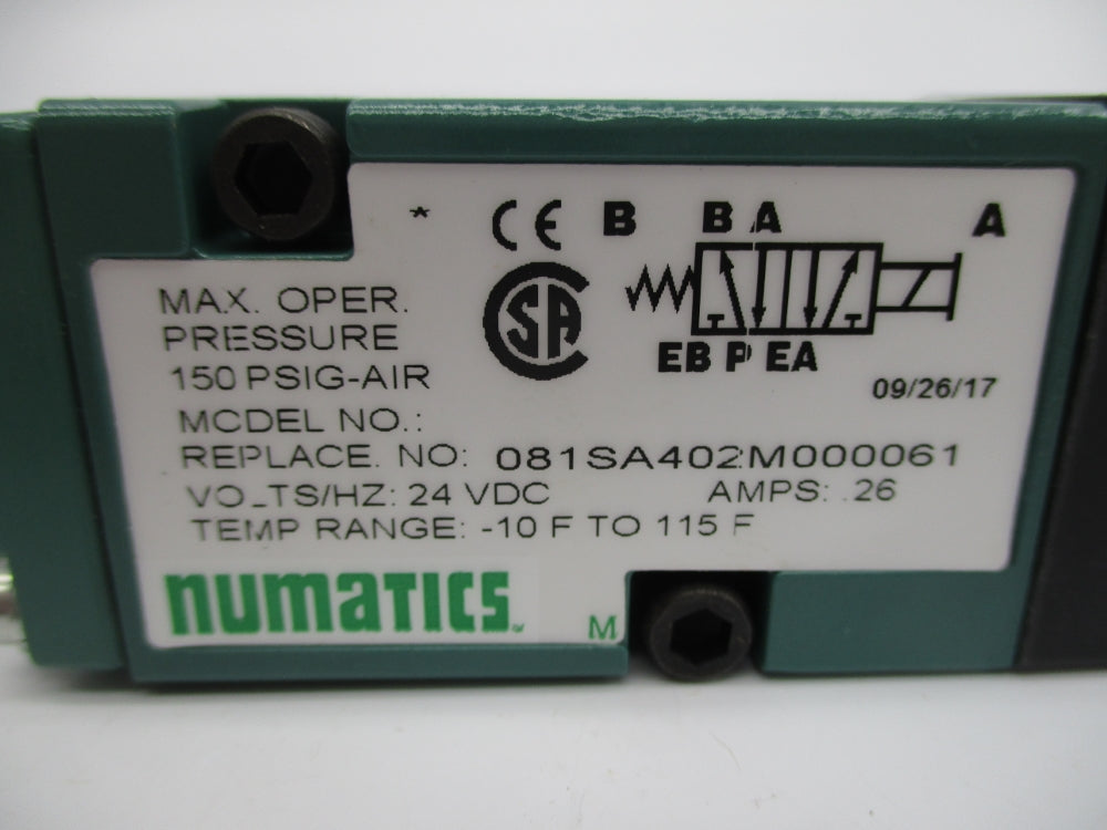 NUMATICS 081SA402M000061 150PSIG 24VDC NSNP