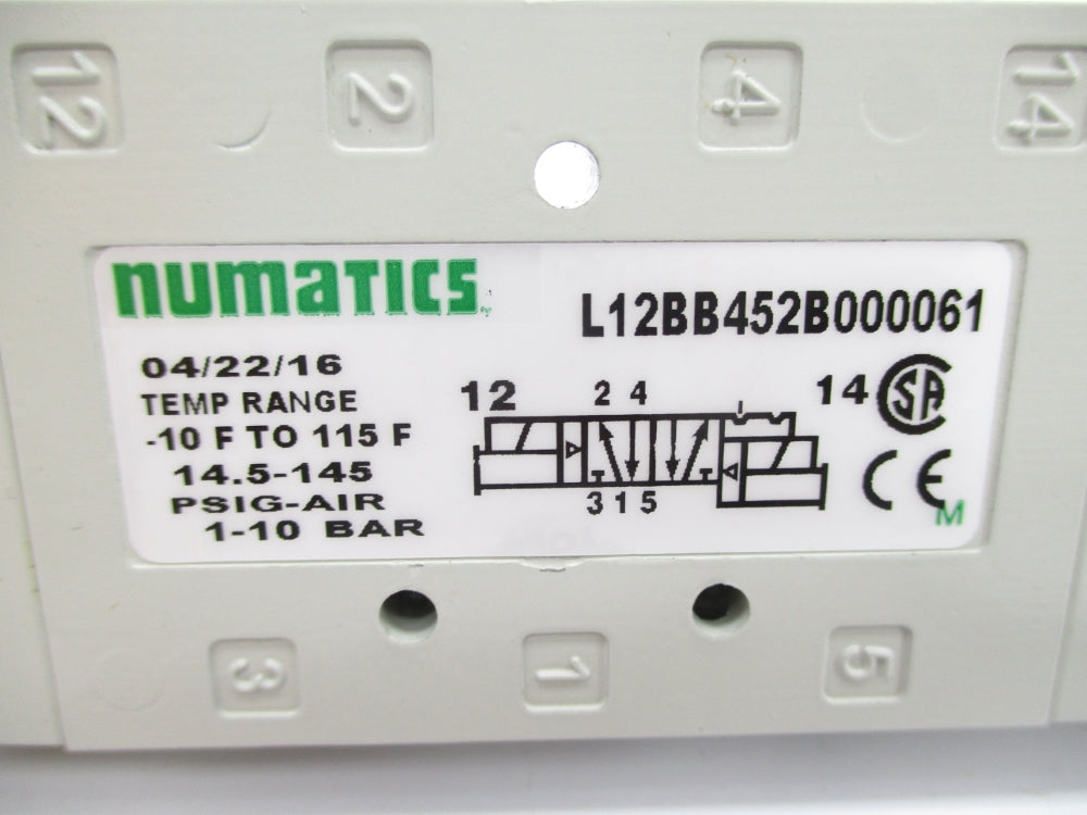 NUMATICS L12BB452B000061 24VDC 14.5-145PSI NSNP