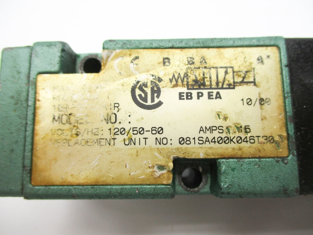 NUMATICS 081SA400K046T30 120V 150PSIG UNMP