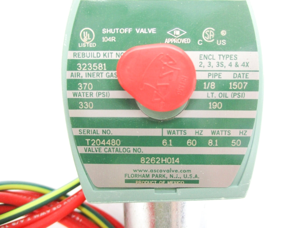 ASCO 8262H014 190/370PSI 110/120V NSMP