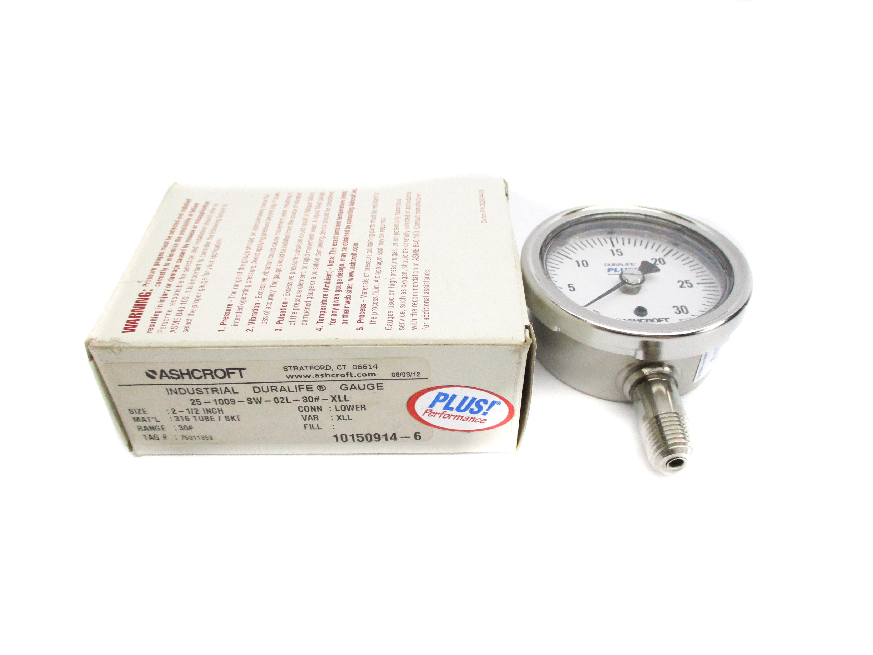 ASHCROFT 25-1009-SW-02B-30#-XLL 30PSI NSMP