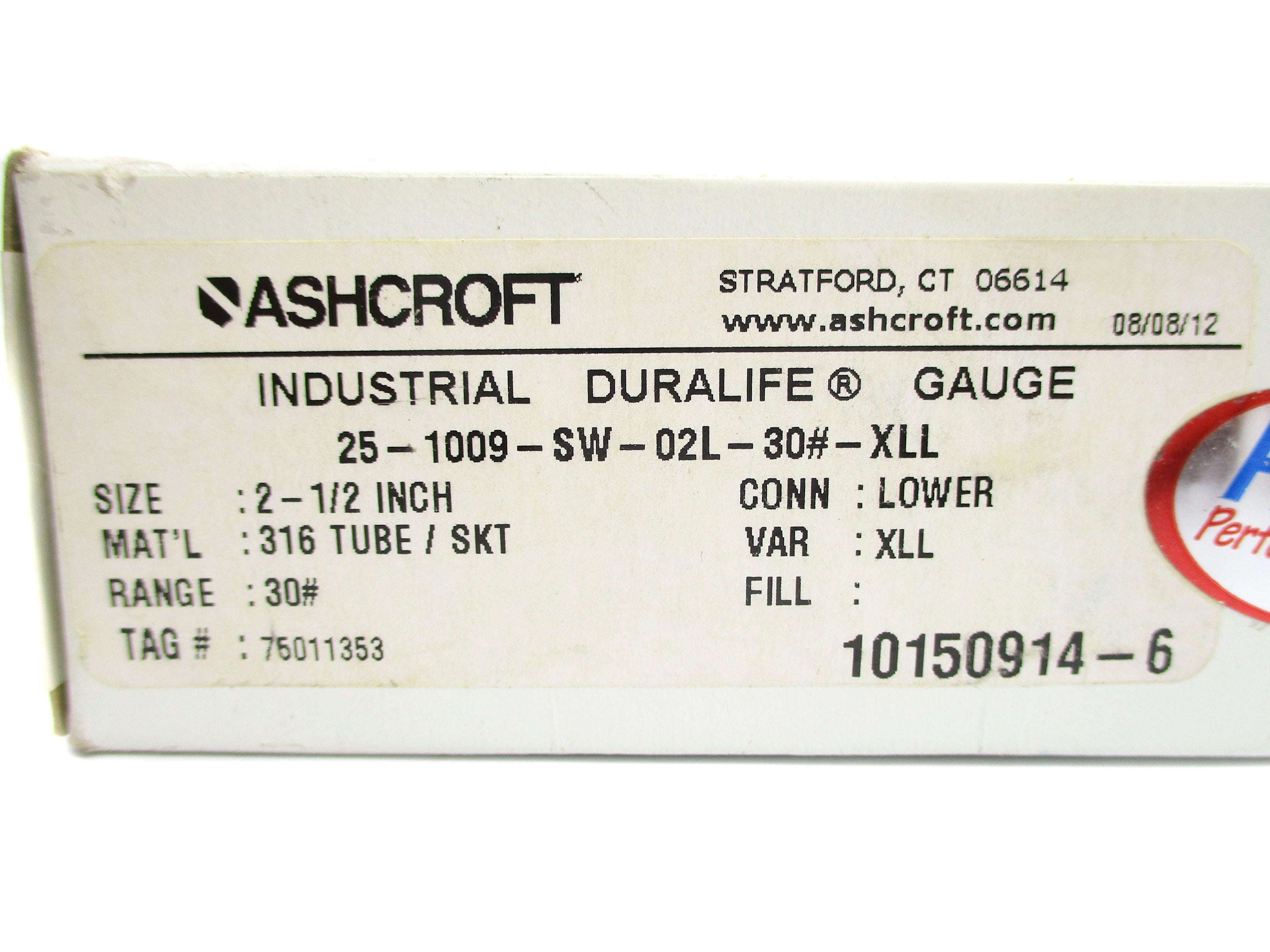 ASHCROFT 25-1009-SW-02B-30#-XLL 30PSI NSMP