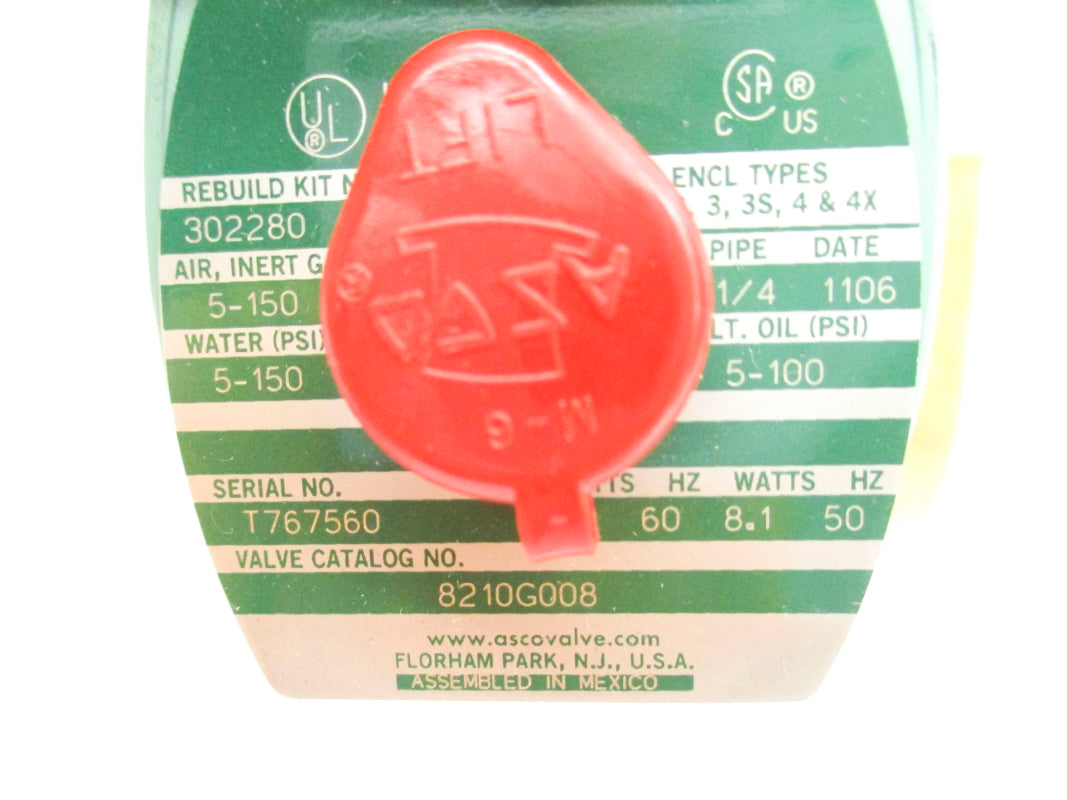 ASCO 8210G008 22/24V 5-150PSI 1-1/4" NSNP
