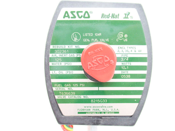 ASCO 8215G33 110/120V 125PSI 3/4"  NSMP