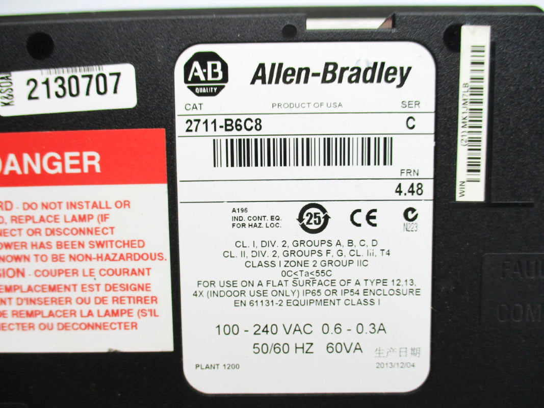 ALLEN BRADLEY 2711-B6C8 SER. C F/W 4.48 NSNP
