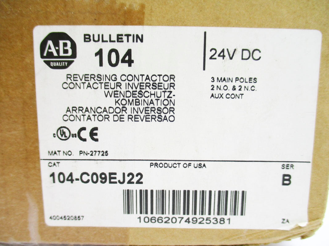 ALLEN BRADLEY 104-C09EJ22 SER. B 24VDC (BR/WH) NSFS