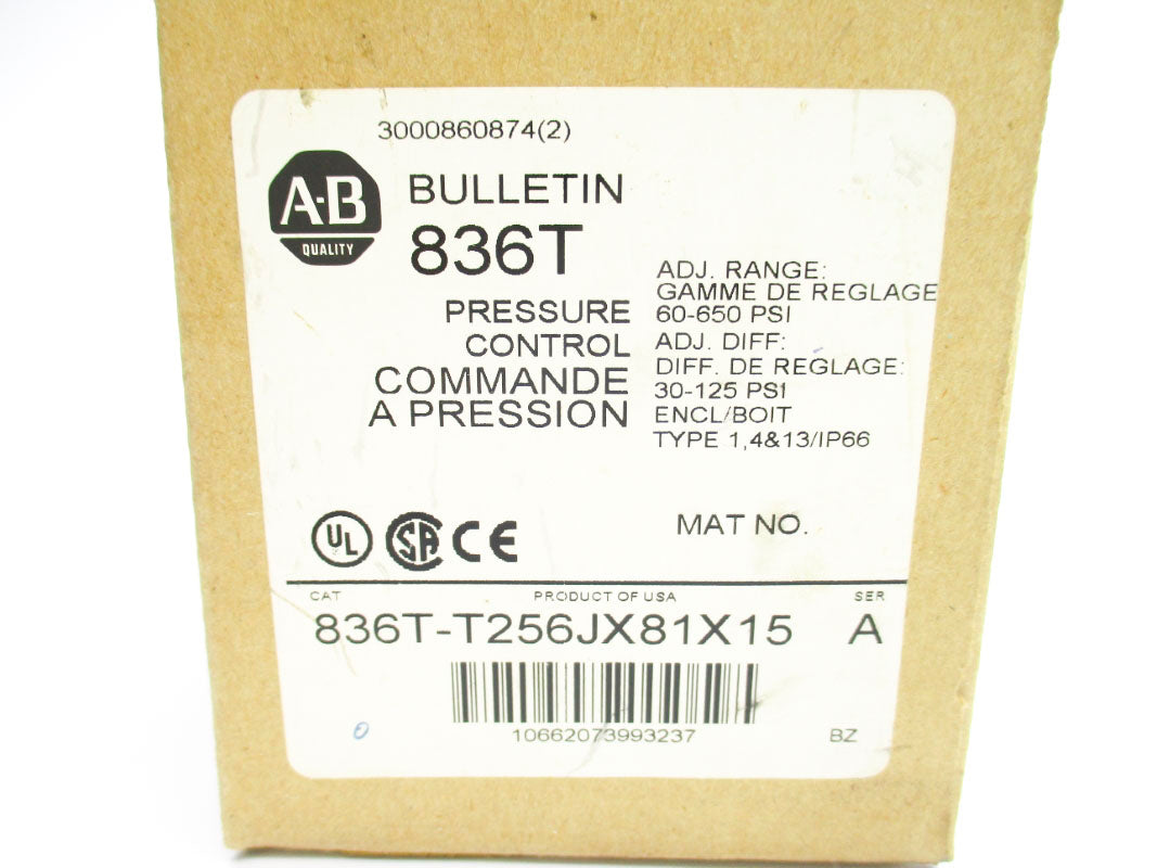 ALLEN BRADLEY 836T-T256JX81X15 SER. A 60-650PSI (BR/WH) NSMP