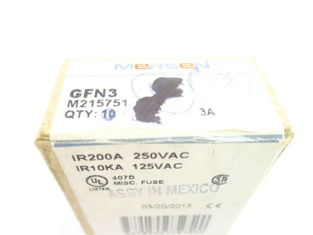 MERSEN GFN3 3A 250VAC/125VAC (PKG OF 10) NSMP