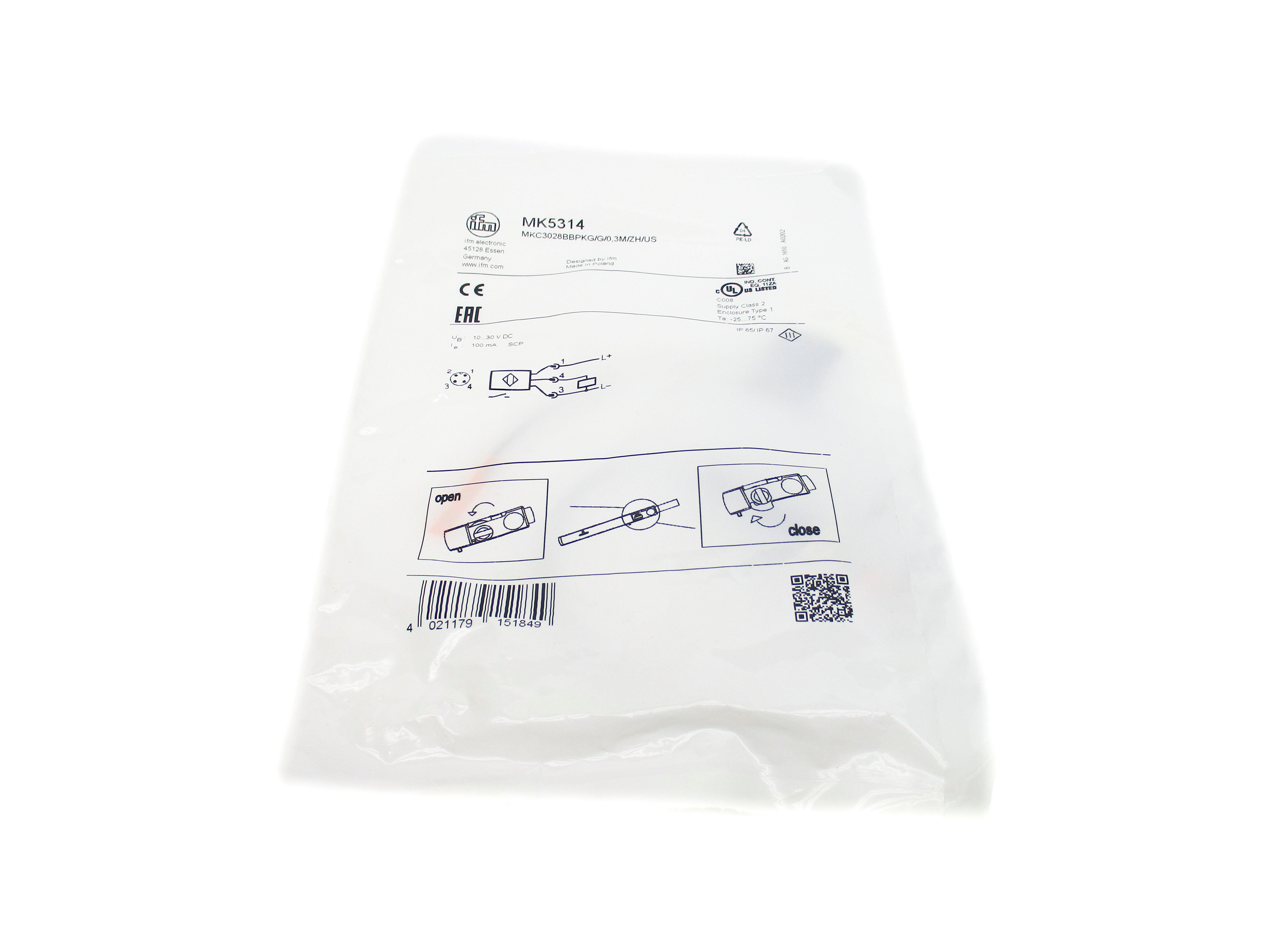 IFM EFECTOR MK5314 MKC3028BBPKG/G/0,3M/ZH/US 10-30VDC NSMP
