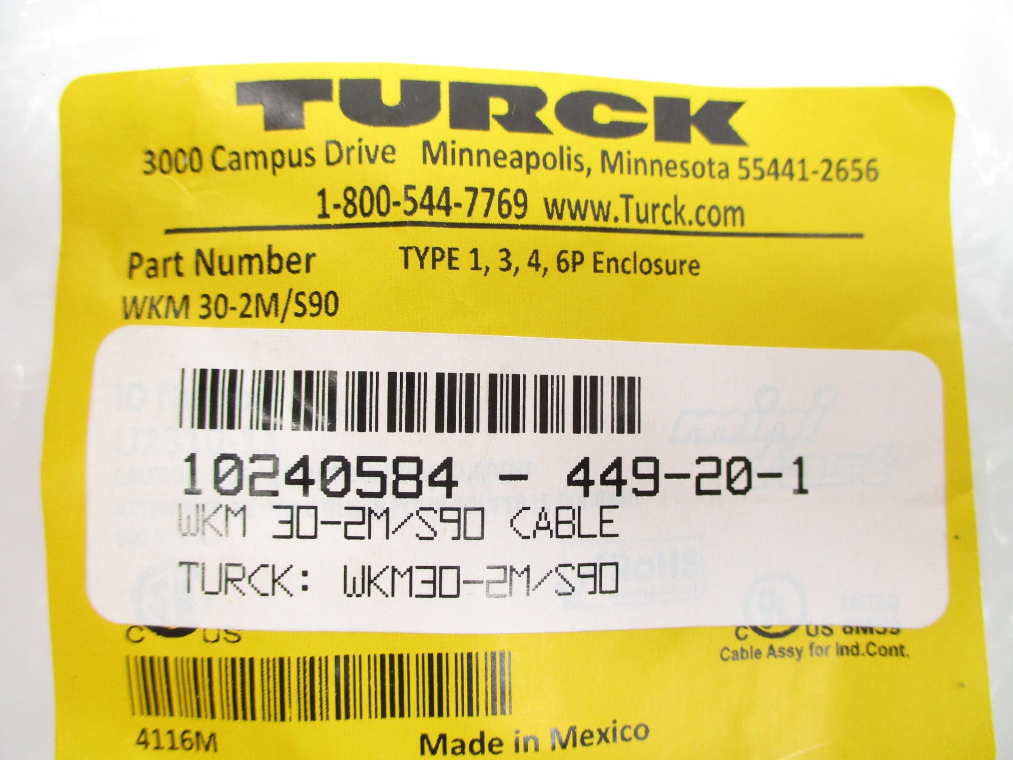 TURCK WKM30-2M/S90 NSMP