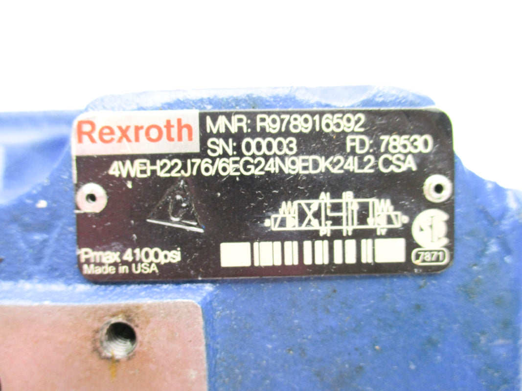 REXROTH R978916592 4WEH22J76/6EG24N9EDK24L2CSA 4100PSI UNMP