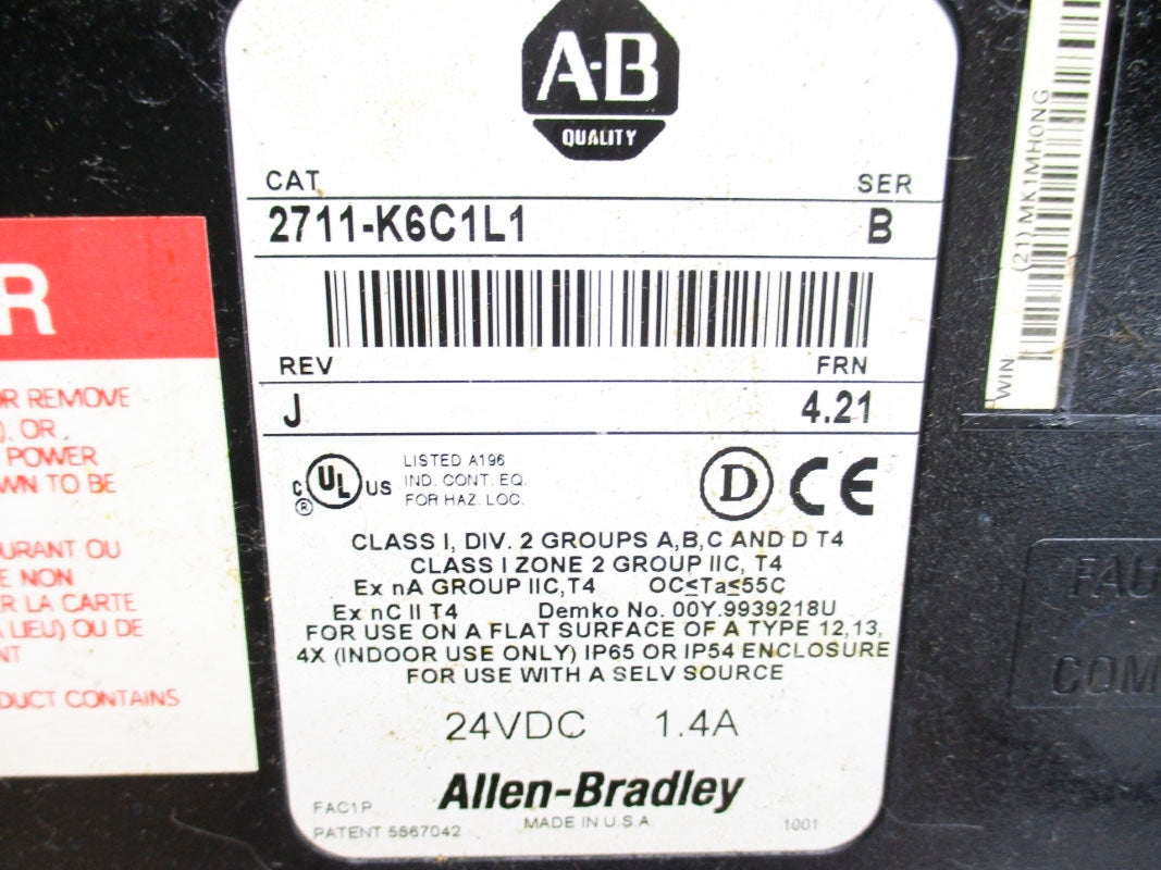 ALLEN BRADLEY 2711-K6C1L1 SER. B F/W 4.21 UNMP