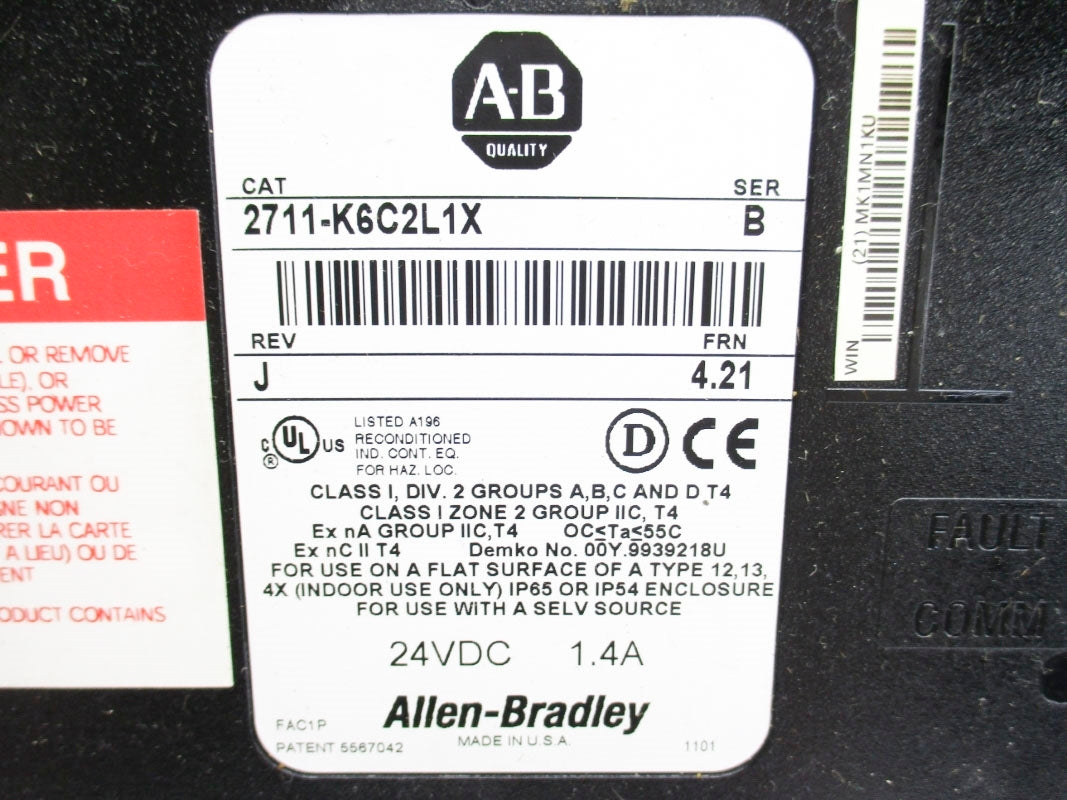 ALLEN BRADLEY 2711-K6C2L1X SER. B F/W 4.21 UNMP