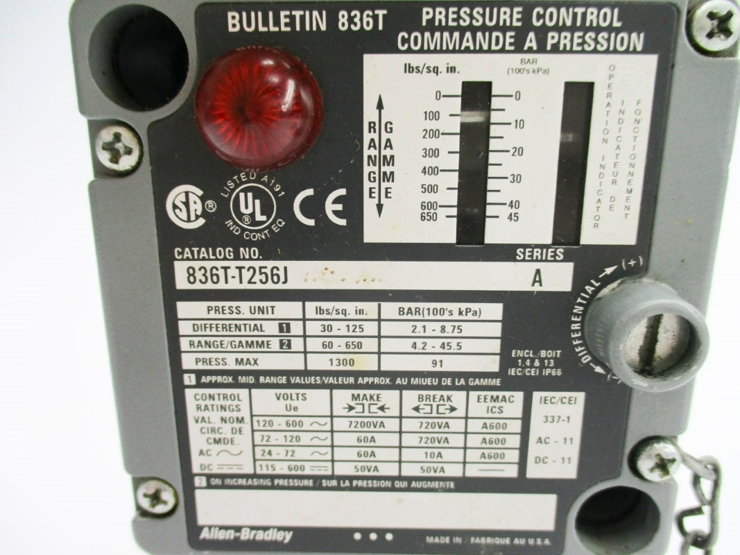 ALLEN BRADLEY 836T-T256J SER. A 60-650PSI UNMP
