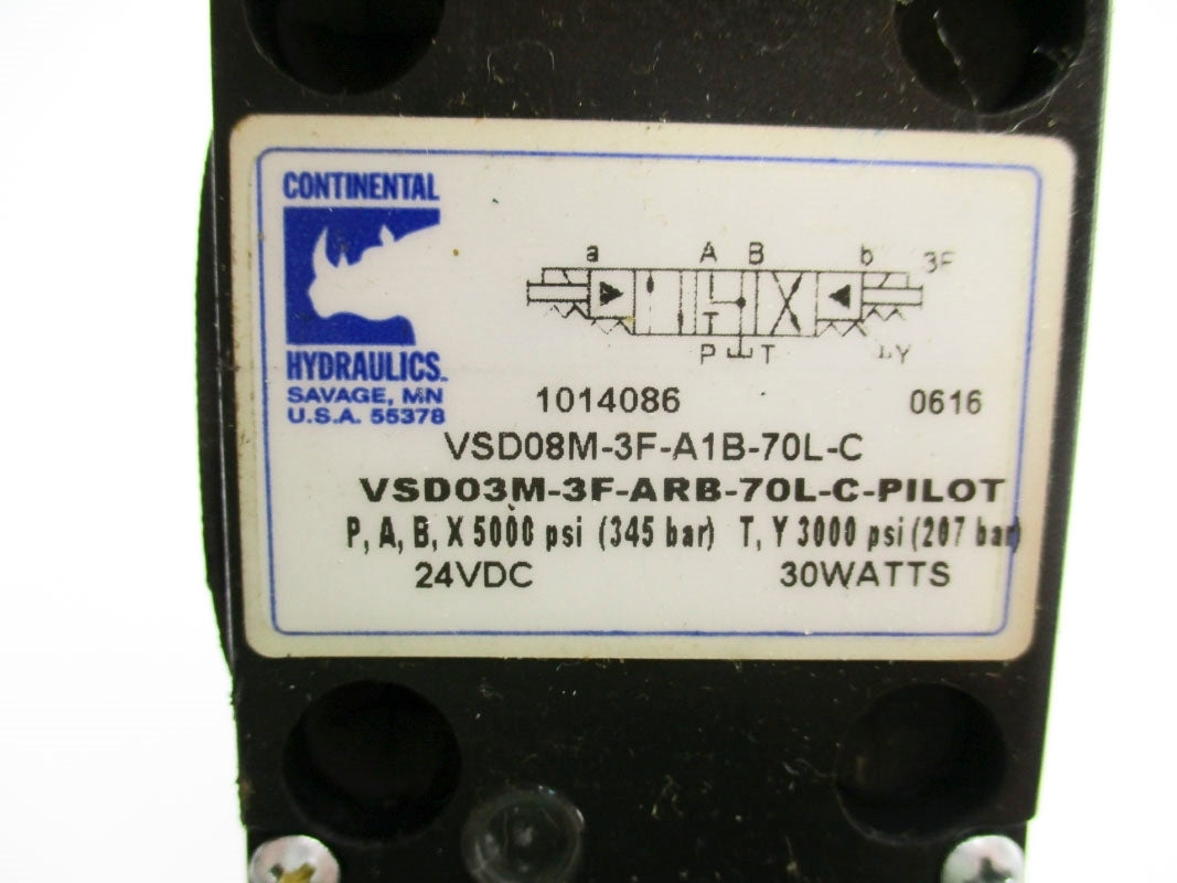 CONTINENTAL HYDRAULICS VSD03M-3F-ARB-70L-C-PILOT 3000/5000PSI 24VDC UNMP
