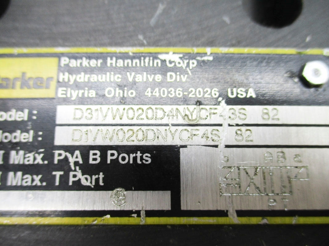 PARKER D31VW020D4NYCF43S82 1500-3000PSI 24VDC UNMP