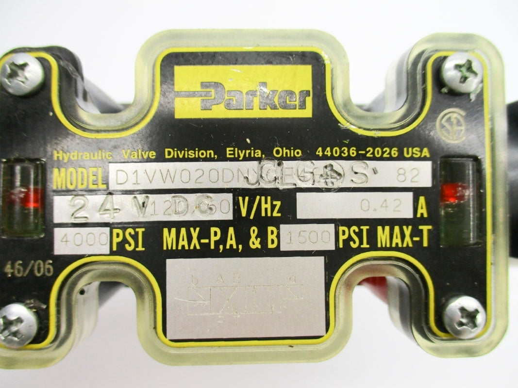 PARKER D31VW020D4NYCF43S82 1500-3000PSI 24VDC UNMP