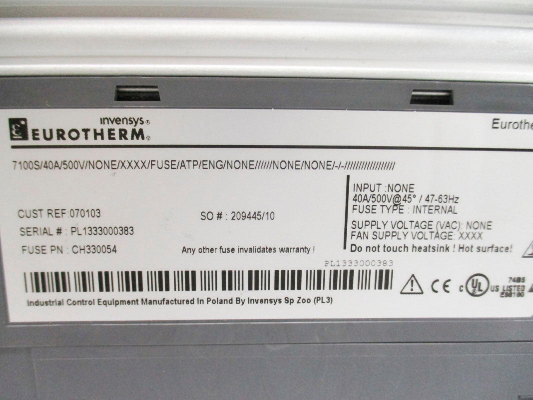 EUROTHERM 7100S/40A/500V/NONE/XXXX/FUSE/ATP/ENG/NONE//////NONE/NONE/-/-//// NSNP