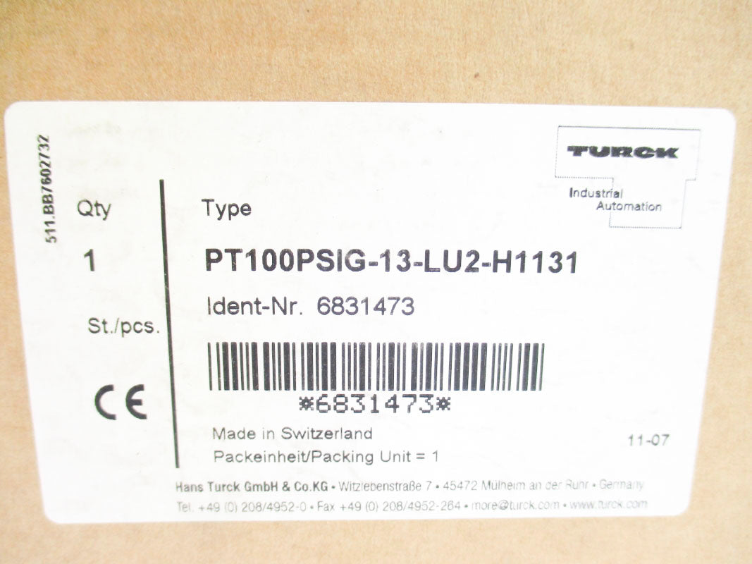 TURCK PT100PSIG-13-LU2-H1131 6831473 100PSI NSMP