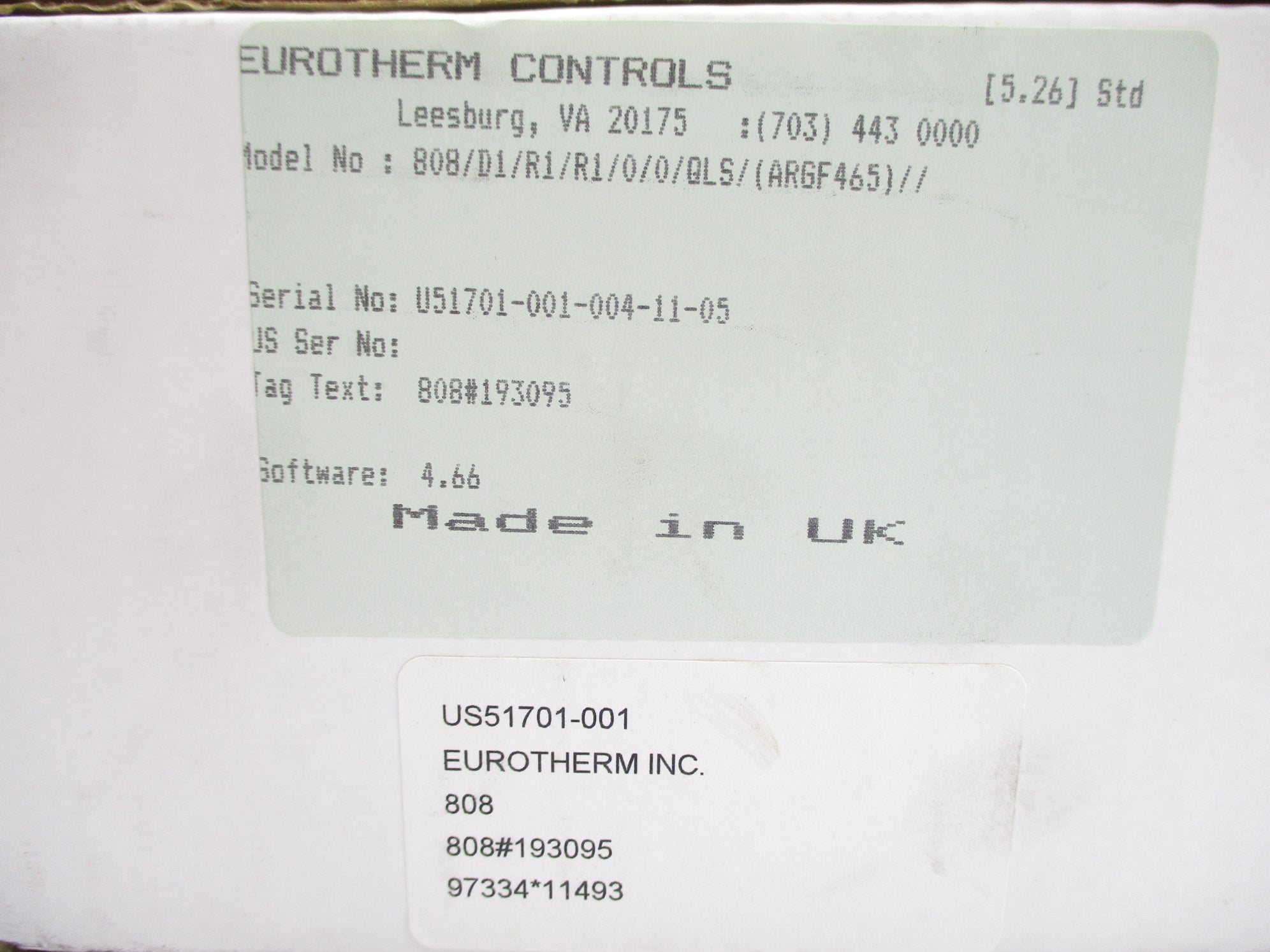 EUROTHERM CONTROLS 808/D1/R1/R1/0/0/QLS/(ARGF465)// NSMP