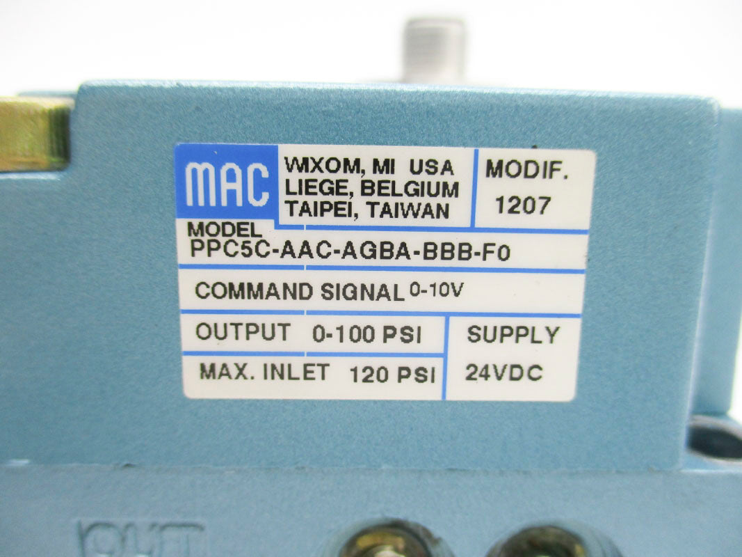 MAC PPC5C-AAC-AGBA-BBB-F0 120PSI 24VDC UNMP