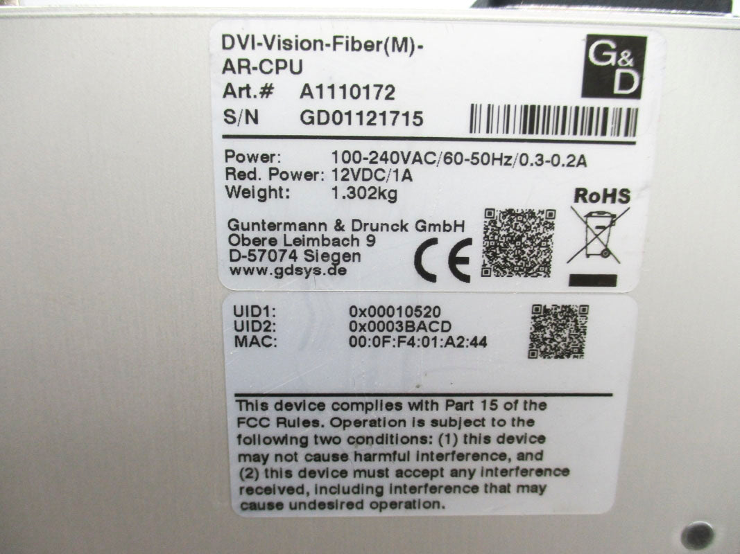 G&D DVI-VISION-FIBER(M)-AR-CPU A1110172 NSNP