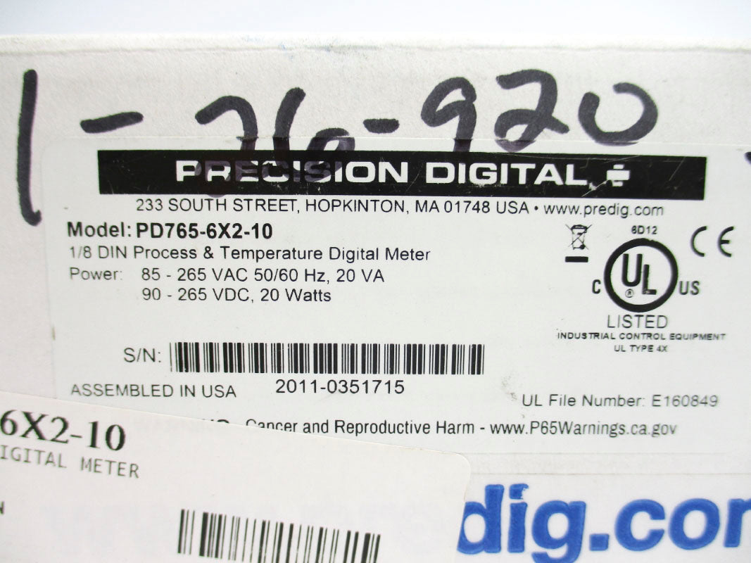 PRECISION DIGITAL PD765-6X2-10 85-265VAC NSMP