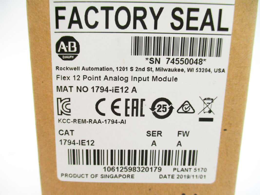 ALLEN BRADLEY 1794-IE12 SER. A F/W A DATE: 2019 NSFS