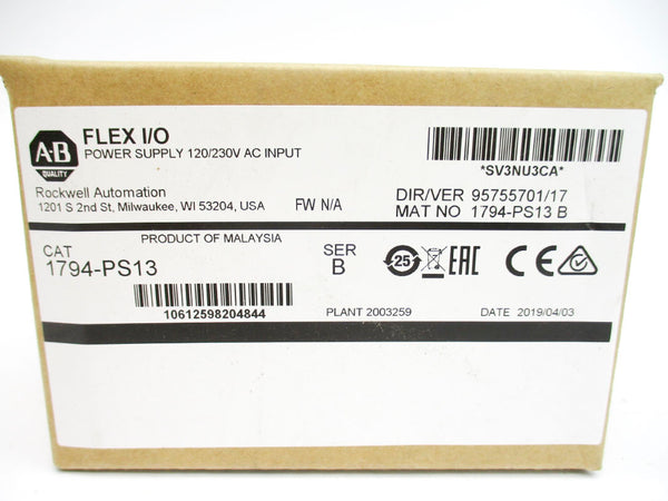 ALLEN BRADLEY 1794-PS13 SER. B 120/230VAC DATE: 2019 NSFS