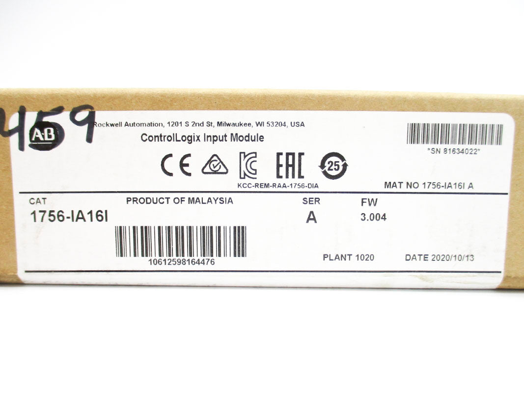 ALLEN BRADLEY 1756-IA16I SER. A F/W 3.004 DATE: 2020 NSFS