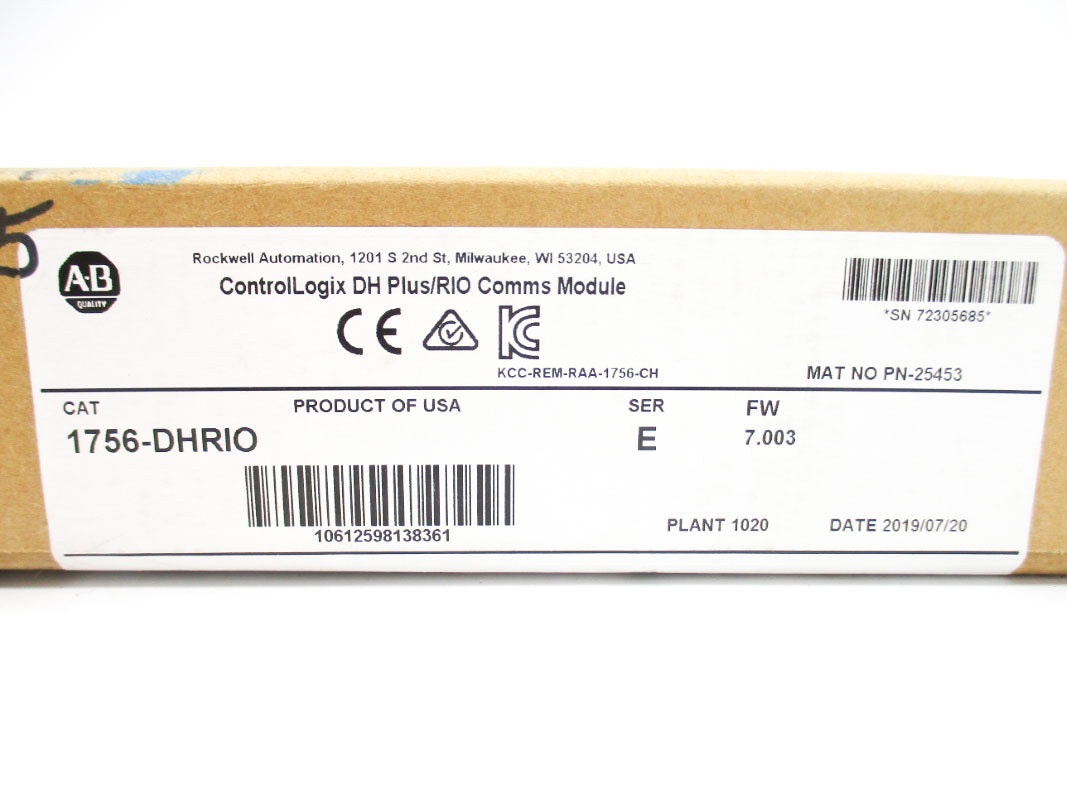 ALLEN BRADLEY 1756-DHRIO SER. E F/W 7.003 DATE: 2019 NSFS