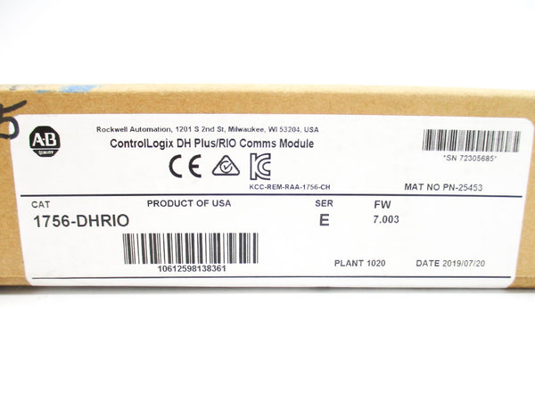 ALLEN BRADLEY 1756-DHRIO SER. E F/W 7.003 DATE: 2019 NSFS