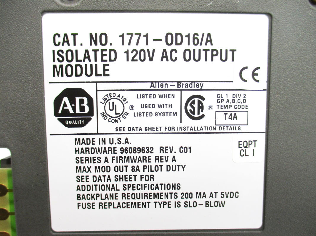 ALLEN BRADLEY 1771-OD16 SER. A F/W A UNMP
