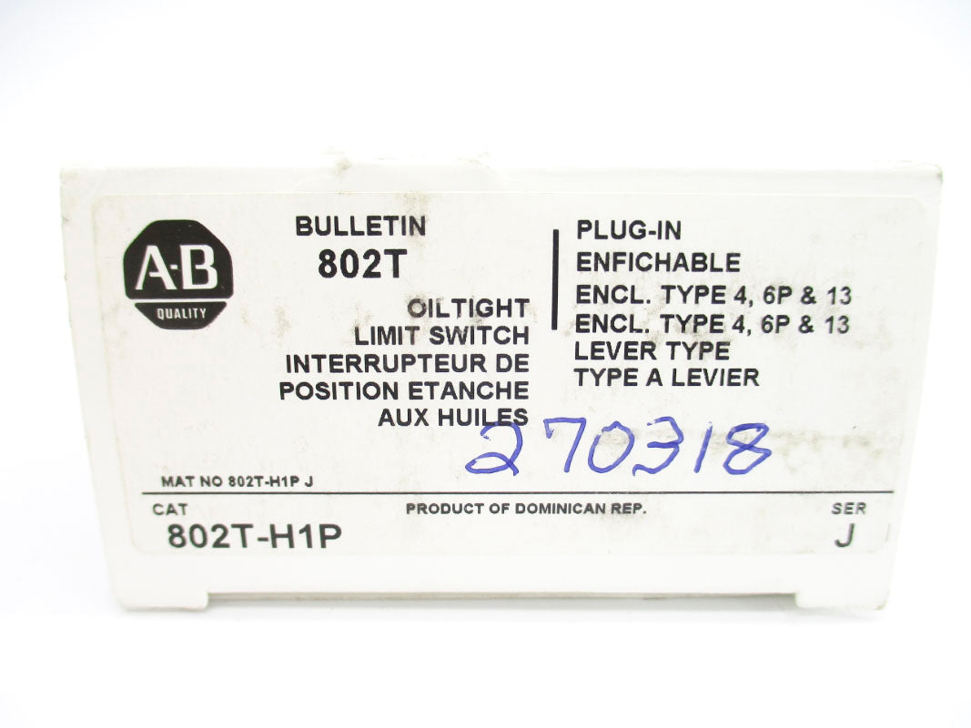 ALLEN BRADLEY 802T-H1P SER. J 120-600VAC 60A (WH) NSMP