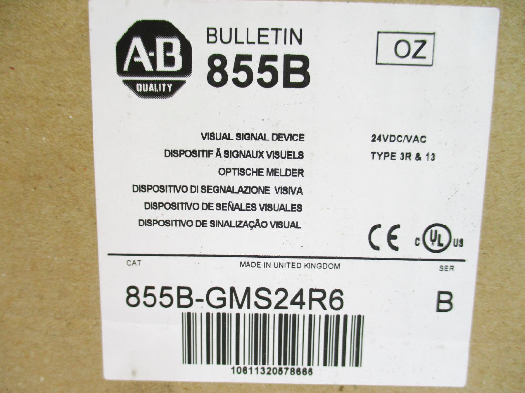 ALLEN BRADLEY 855B-GMS24R6 SER. B 24VDC/AC (BR/WH) NSMP